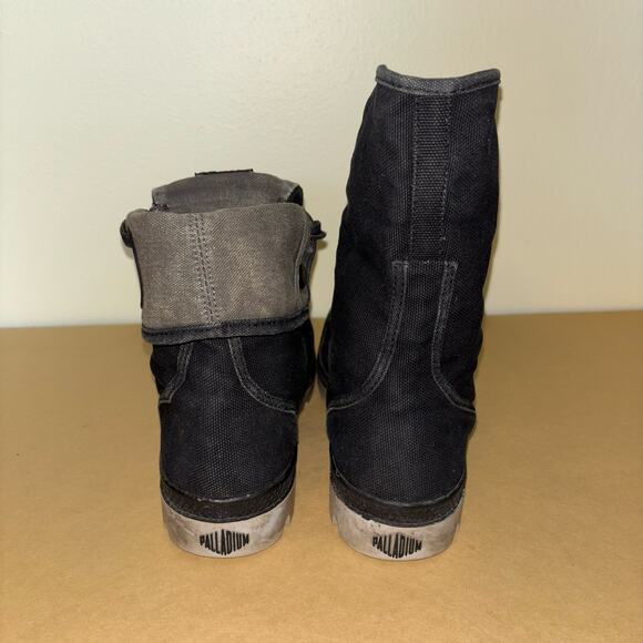 Palladium Baggy Canvas Boots Women’s 9 Black Fold Over Combat High Top - Picture 4 of 9